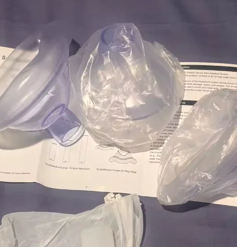 Customer-submitted photo showing multiple transparent mask sizes