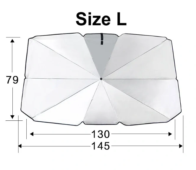 Size L windshield umbrella dimension guide