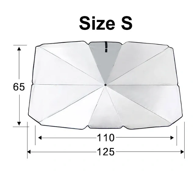 Size S windshield umbrella dimension guide