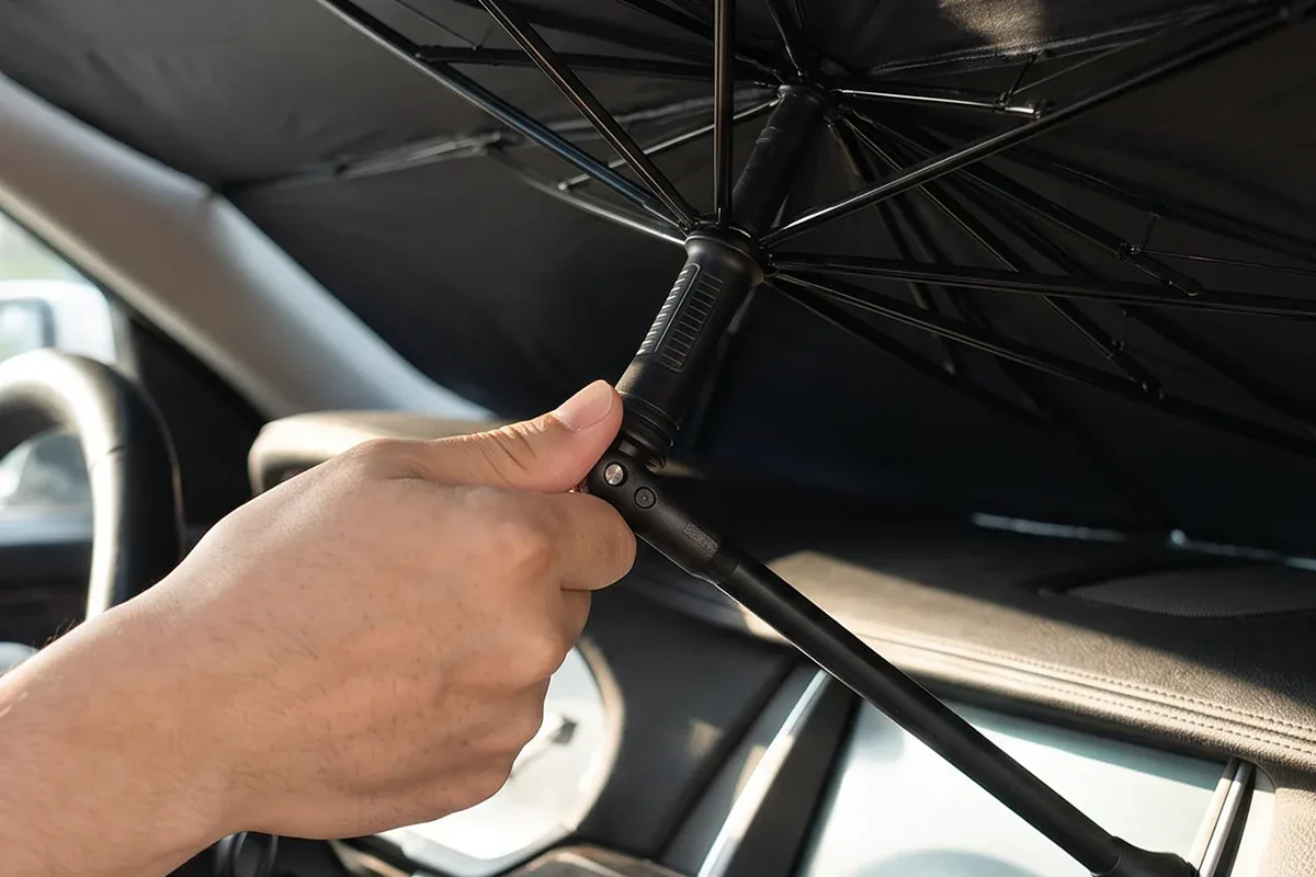 Opening the windshield umbrella